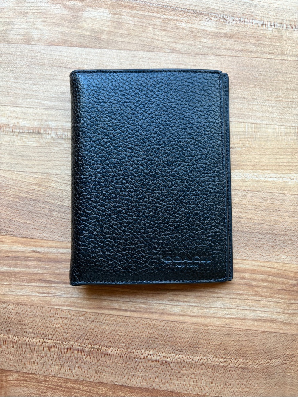 Coach Black Pebbled Leather Travel Wallet